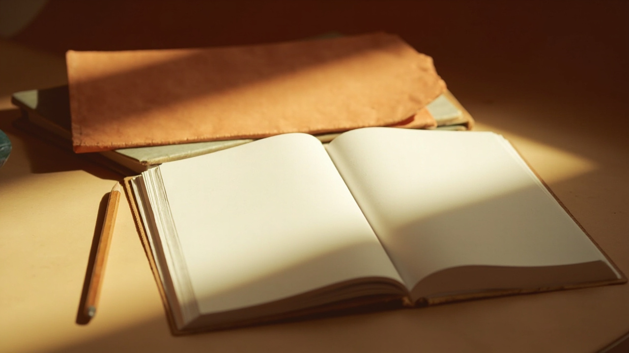 An adult researcher at a wooden reading desk consulting a closed reference book.